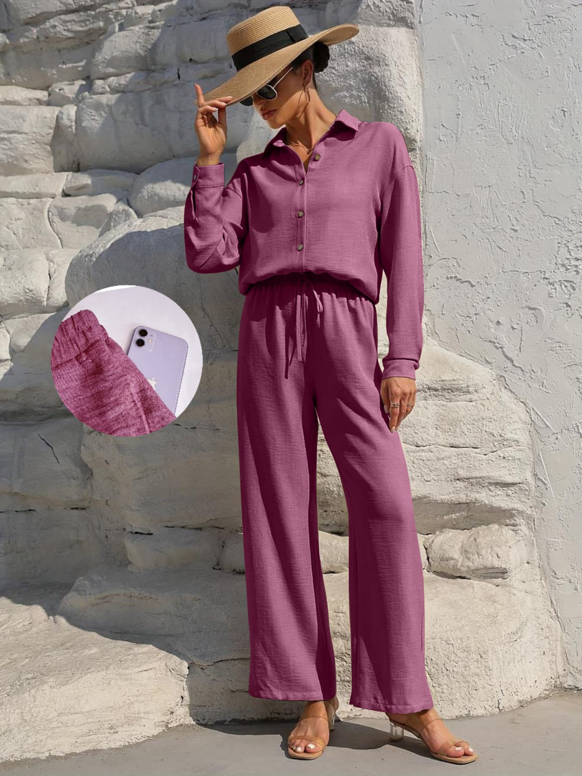 Ensemble chemise et pantalon wide leg Glowryna