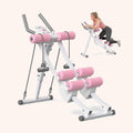 Machine abdominale pliable blanche et rose, sangles incluses