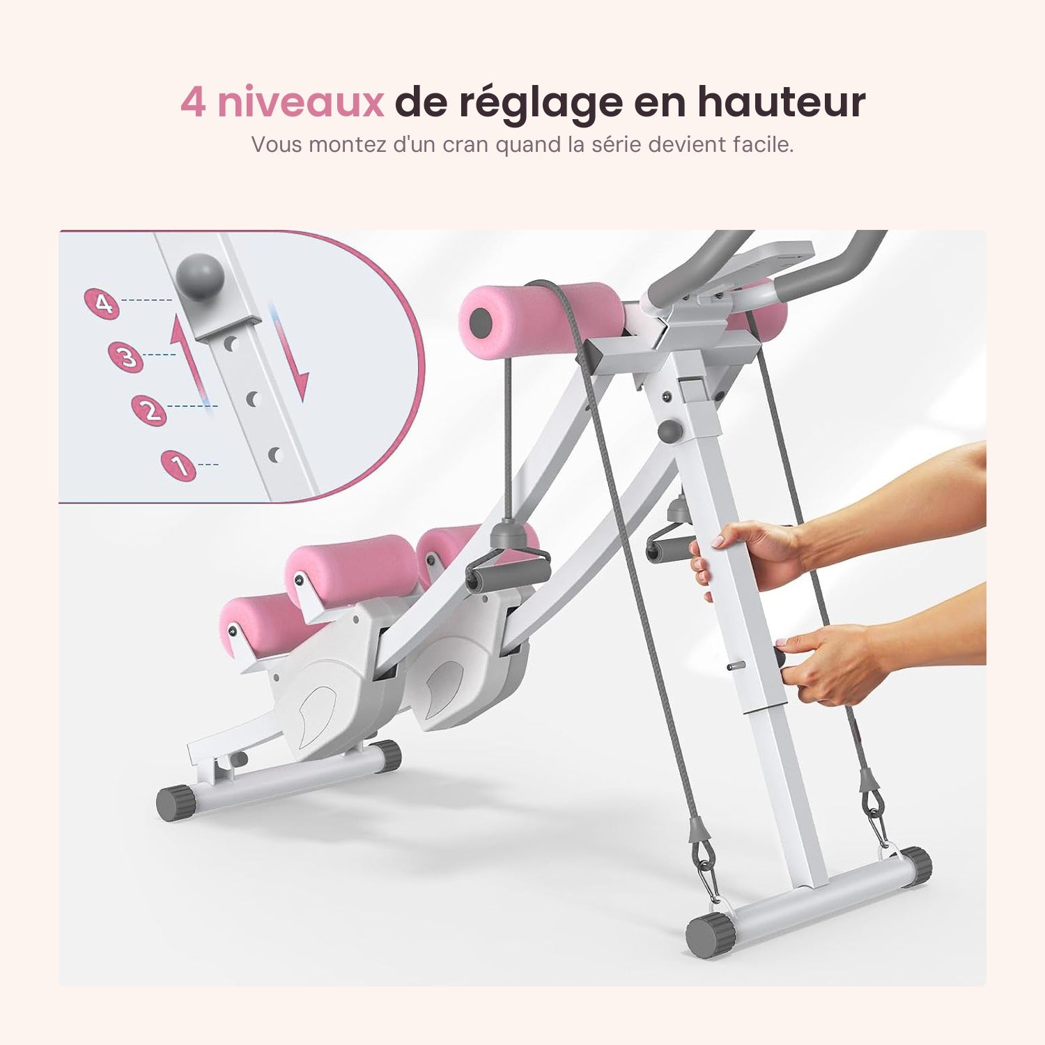 Réglage de la hauteur sur quatre niveaux
