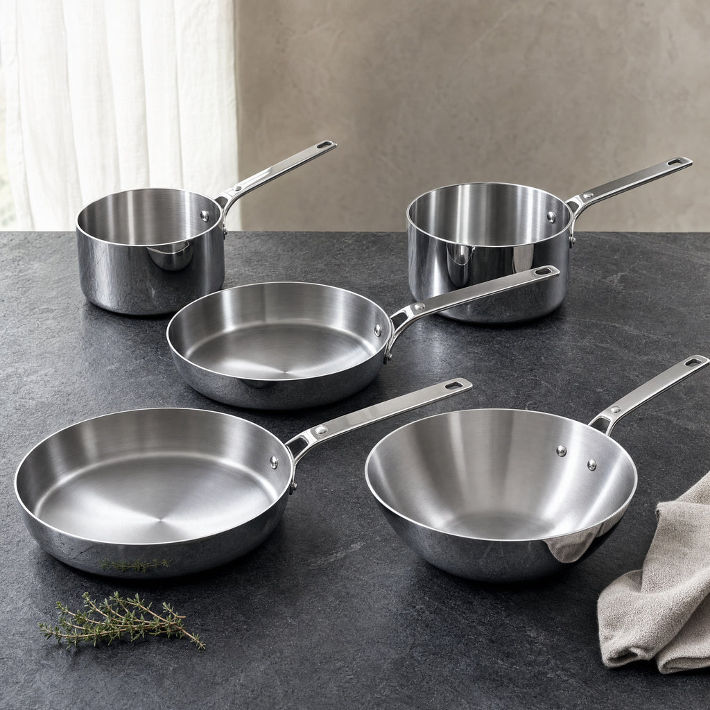 Braise - Batterie 5 pièces en inox 18/10 trois plis