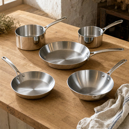 Braise - Batterie 5 pièces en inox 18/10 trois plis