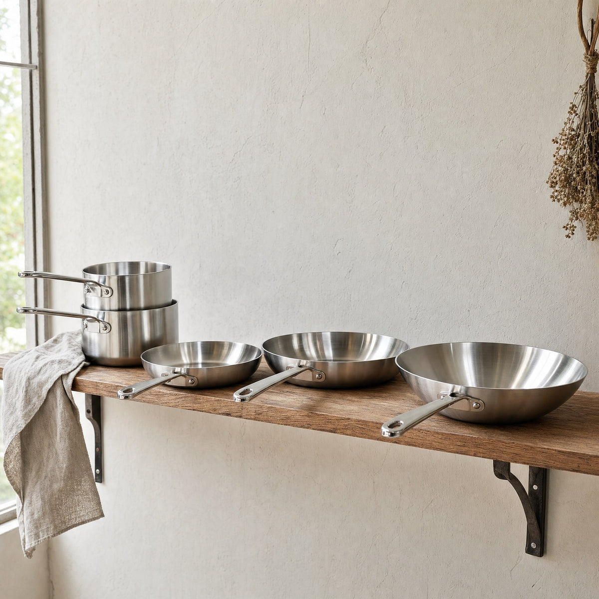 Braise - Batterie 5 pièces en inox 18/10 trois plis