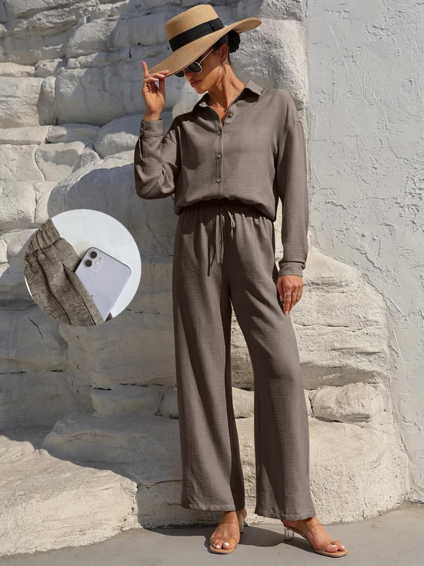 Ensemble chemise et pantalon wide leg Glowryna