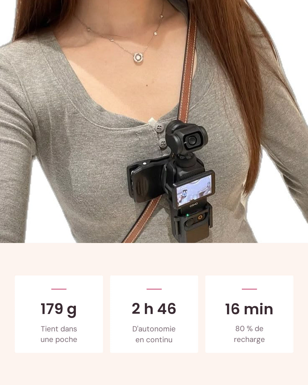 179 g, 2 h 46 d'autonomie, 80 % de recharge en 16 minutes