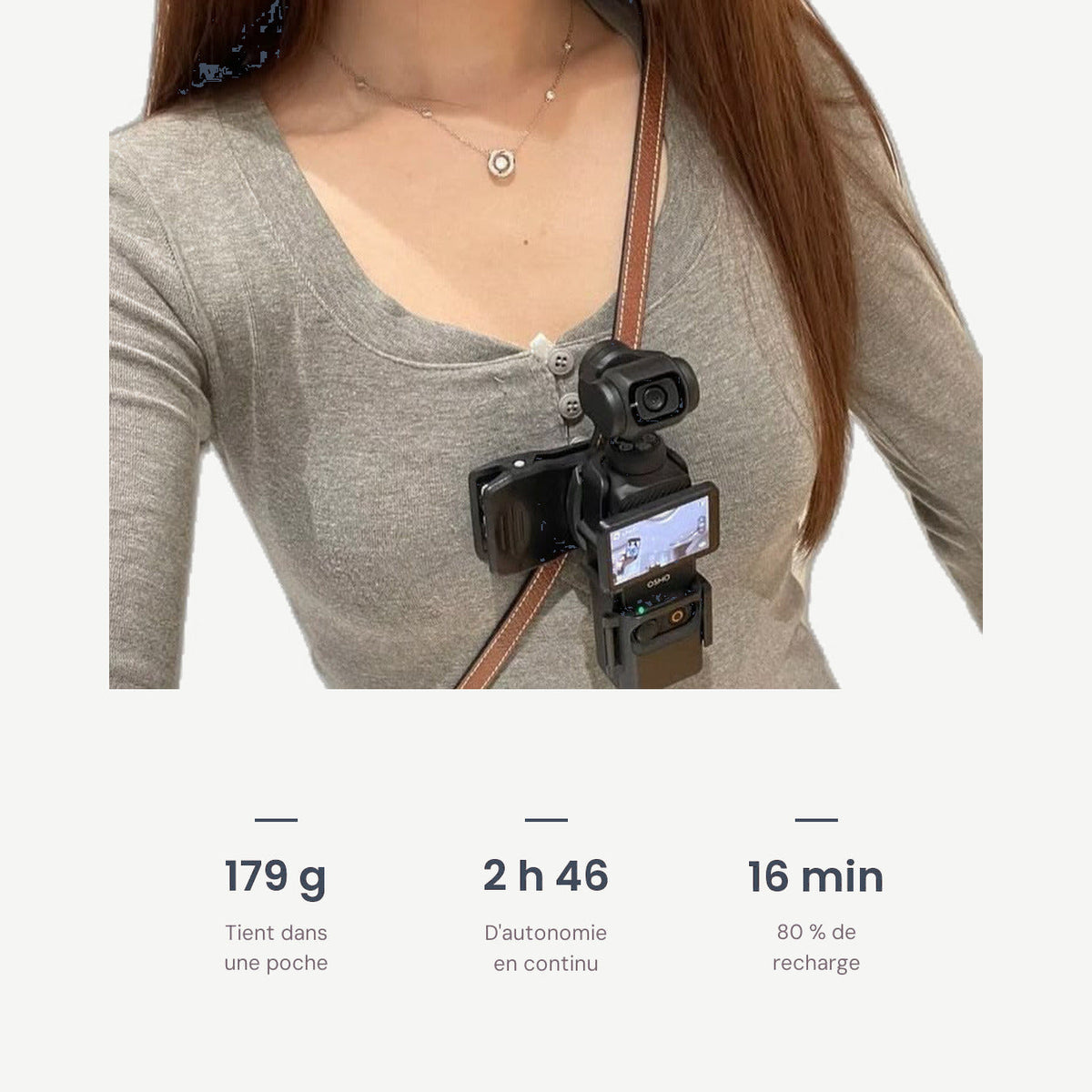 179 g, 2 h 46 d'autonomie, 80 % de recharge en 16 min