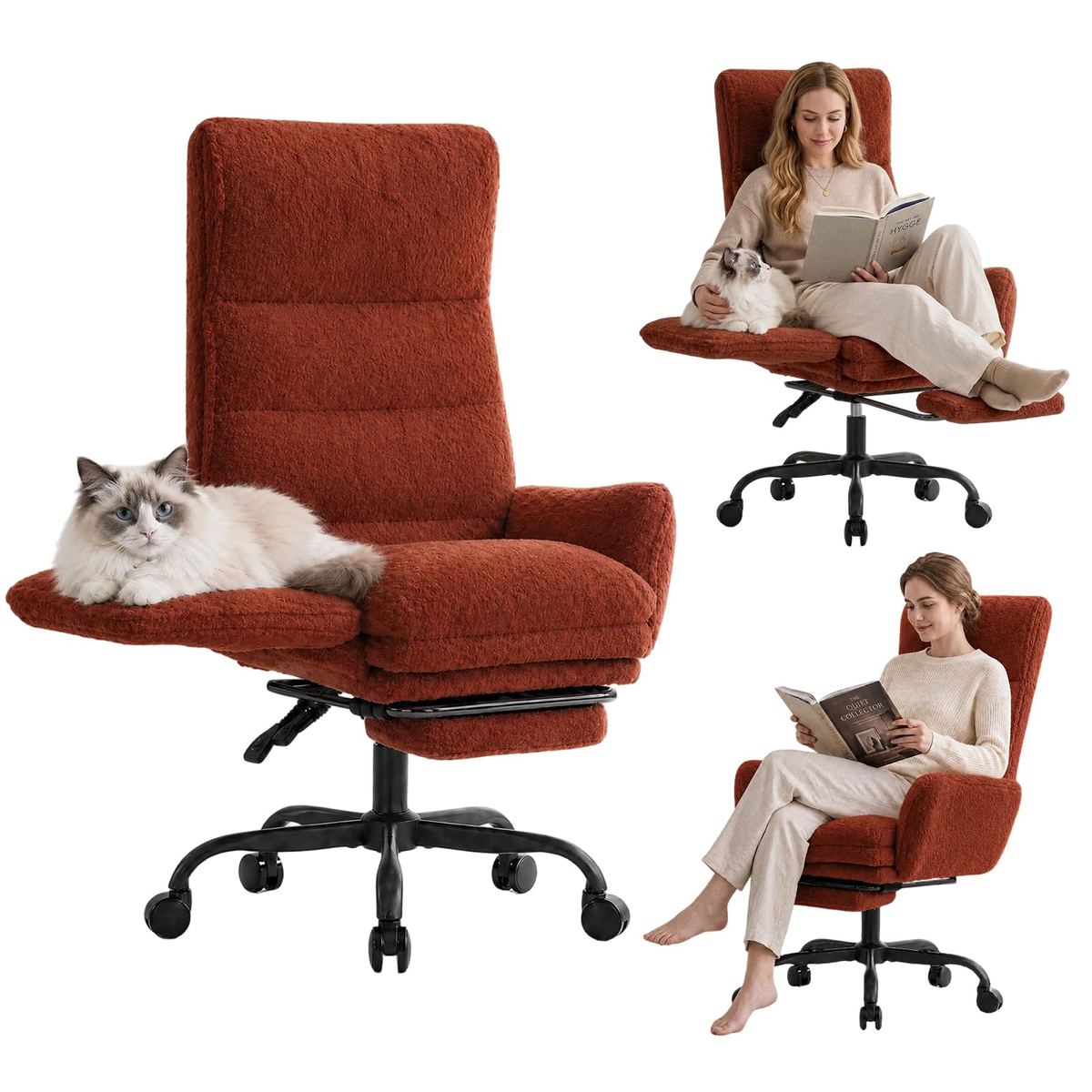 Fauteuil de bureau Teddy terracotta