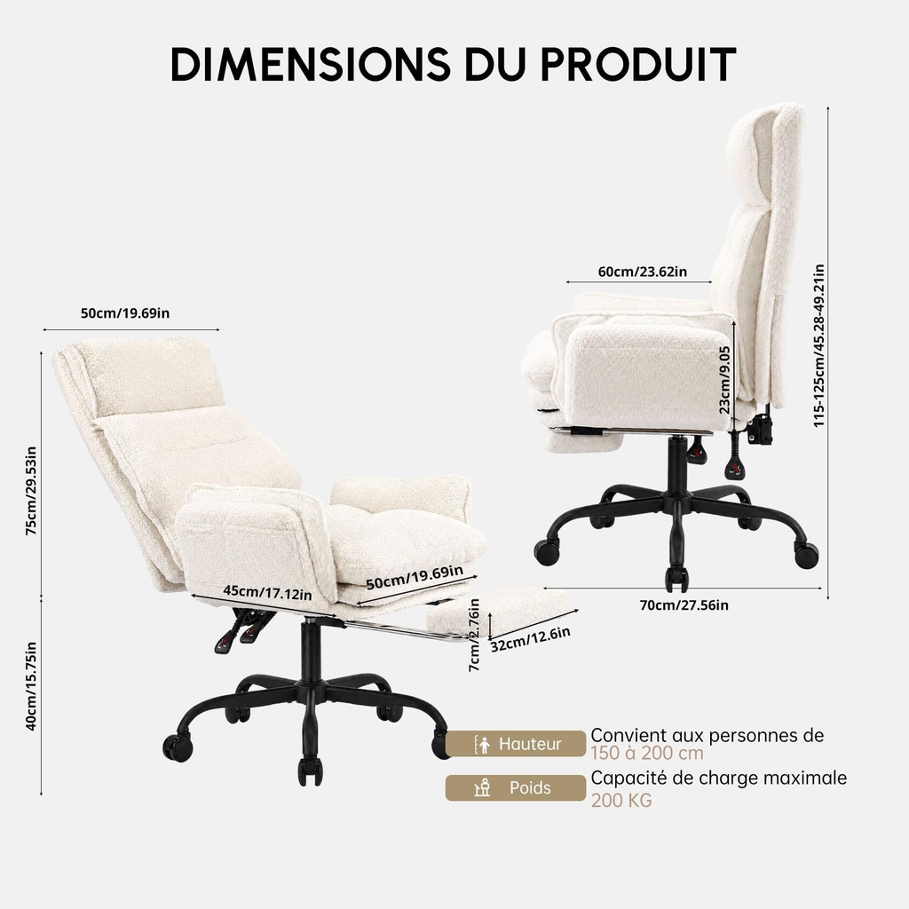 Dimensions du fauteuil